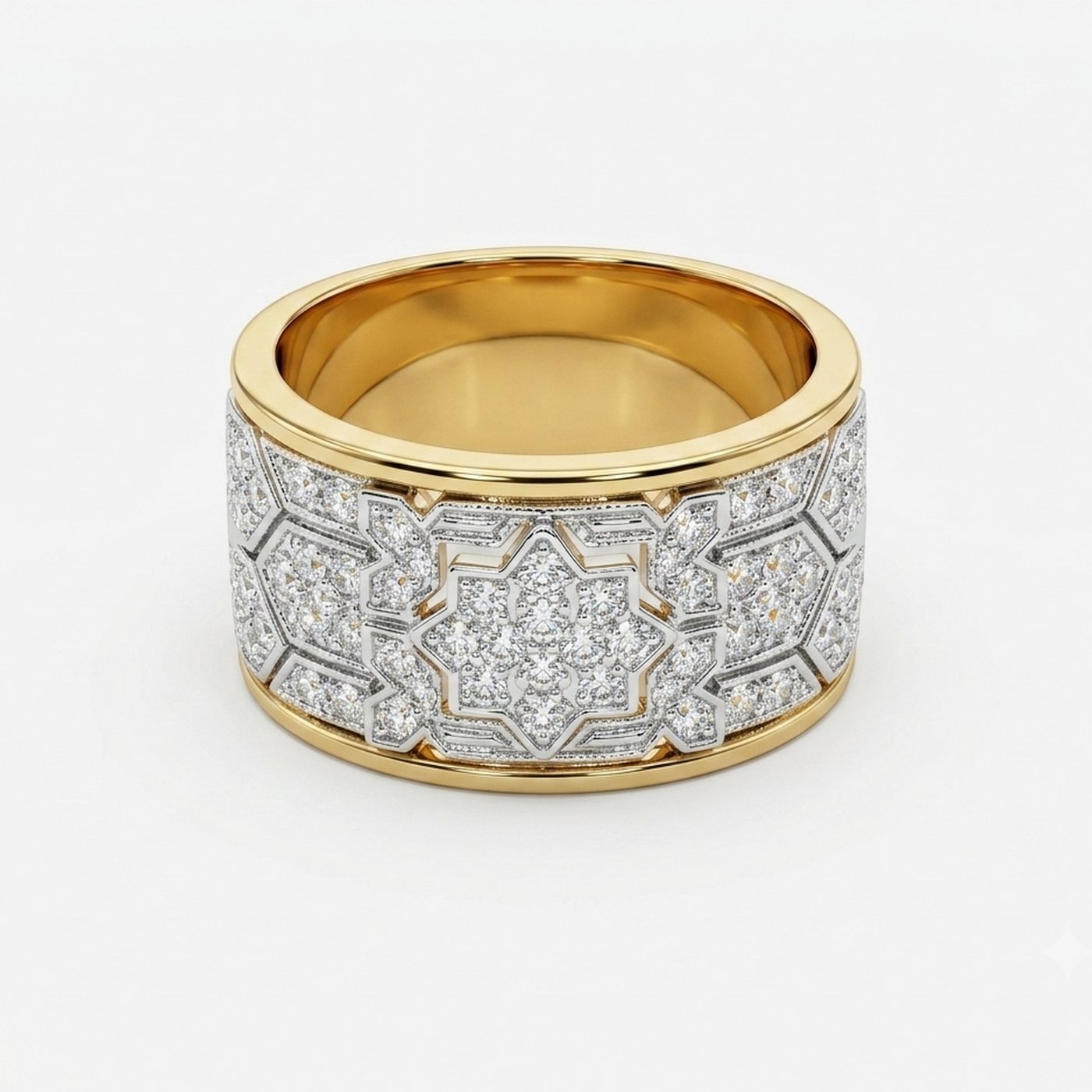 Anillo con figuras geométricas y circonitas