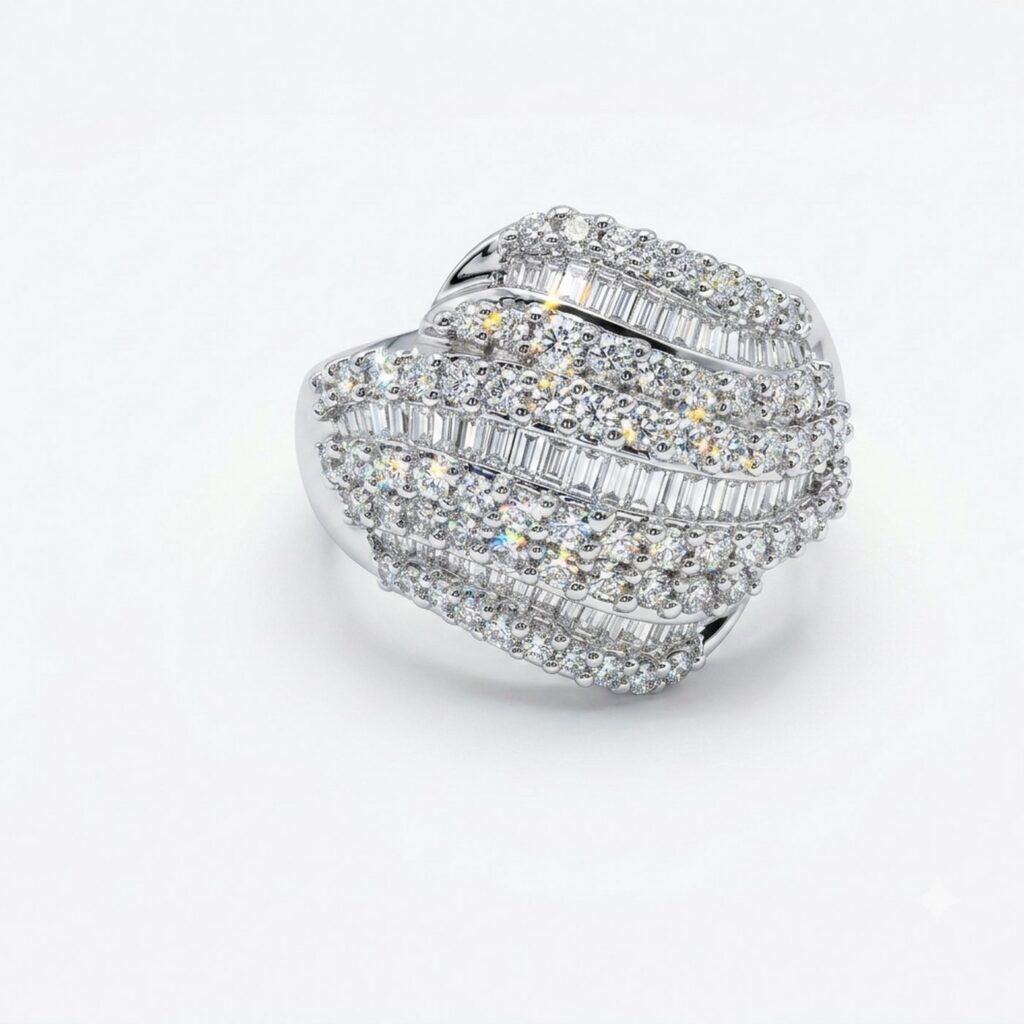 Anillo de oro blanco y diamantes